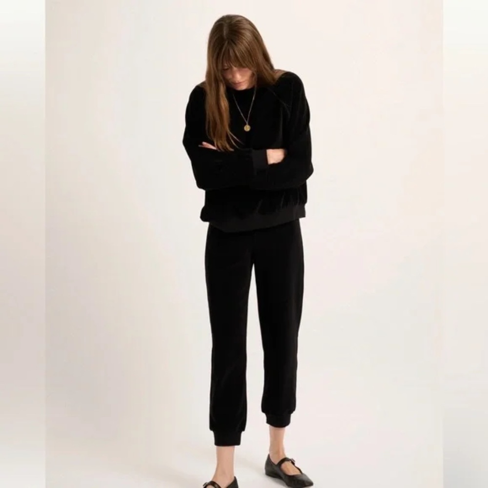 Suzie Kondi Black Velour Track Pants